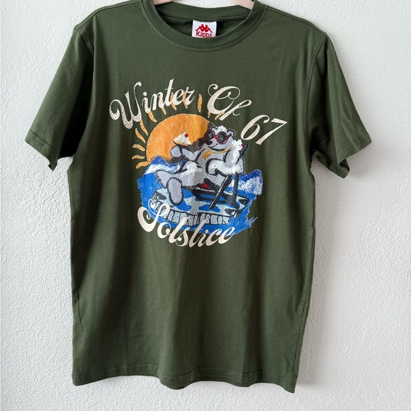 Kappa Green Winter Graphic Tee 100% Cotton Size Small - Picture 2 of 9